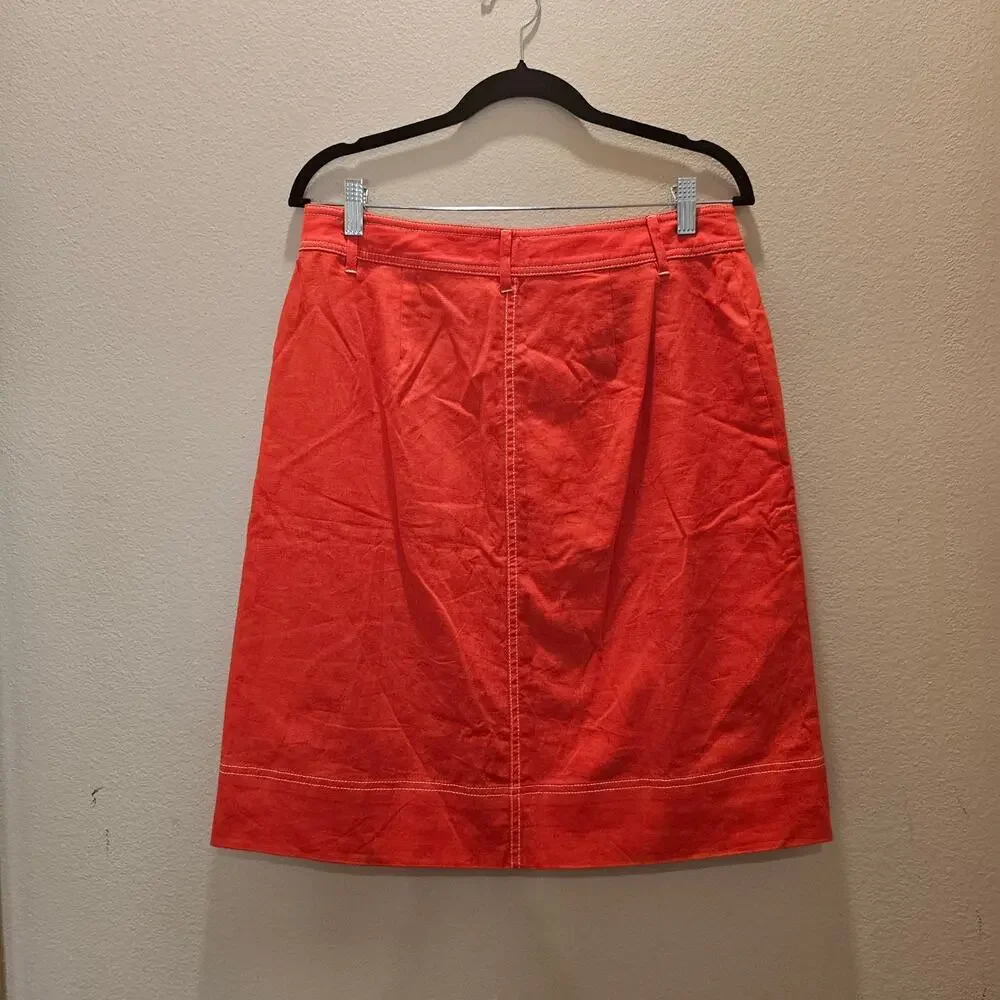 J. Crew Linen Blend Button Through Belted Midi Skirt Size 6